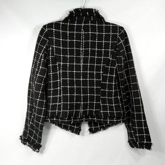 FOREVER 21 Black Long Sleeve Tweed Style Fitted Blazer Jacket Womens Size Small - Picture 4 of 9
